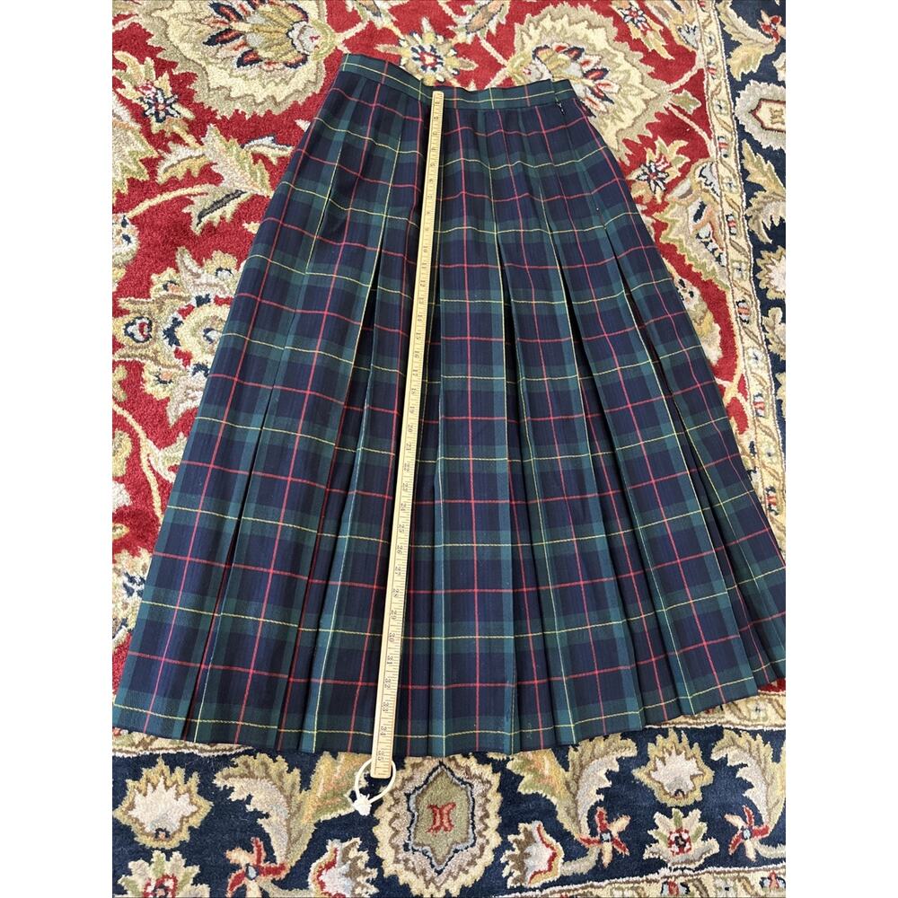 Vintage 100% Wool Skirt Women's M 8/10 Plaid Pleated Midi Maxi Tartan Lot Of 2 - Picture 5 of 14